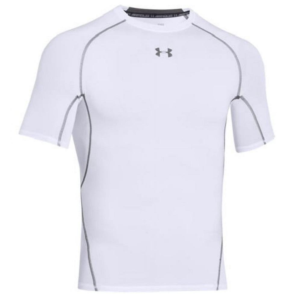 Under Armour Men's White Armour HeatGear Short Sleeve Compression Shirt EUC - Picture 1 of 8